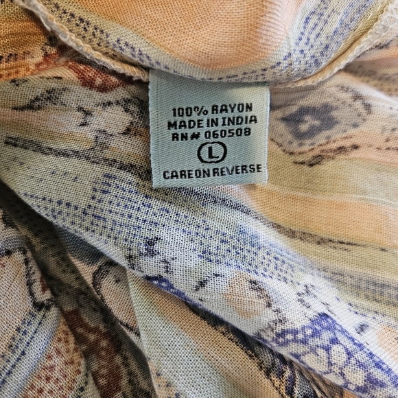 Nostalgia Women's Vintage 90s Multicolor Boho High-Low Sleeveless Blouse, Large - Picture 8 of 11